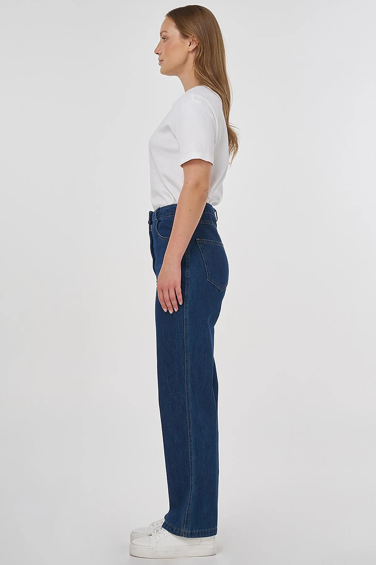 Wide Leg Denim Pants Navy Blue