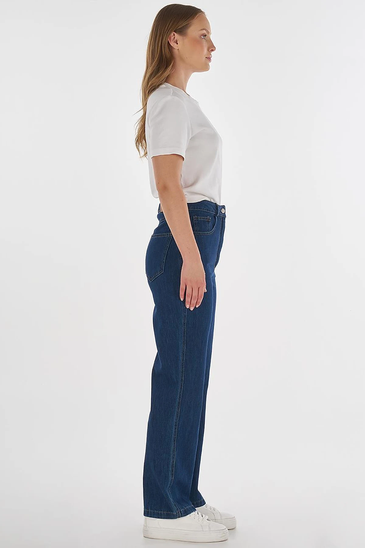 Wide Leg Denim Pants Navy Blue