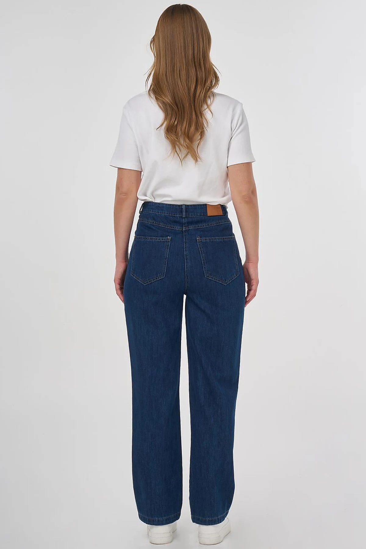 Wide Leg Denim Pants Navy Blue