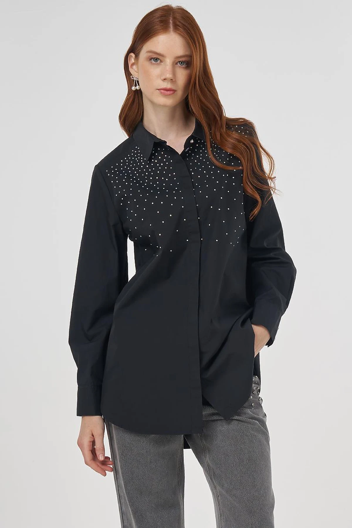 100% Cotton Tunic with Hotfix Print Black 