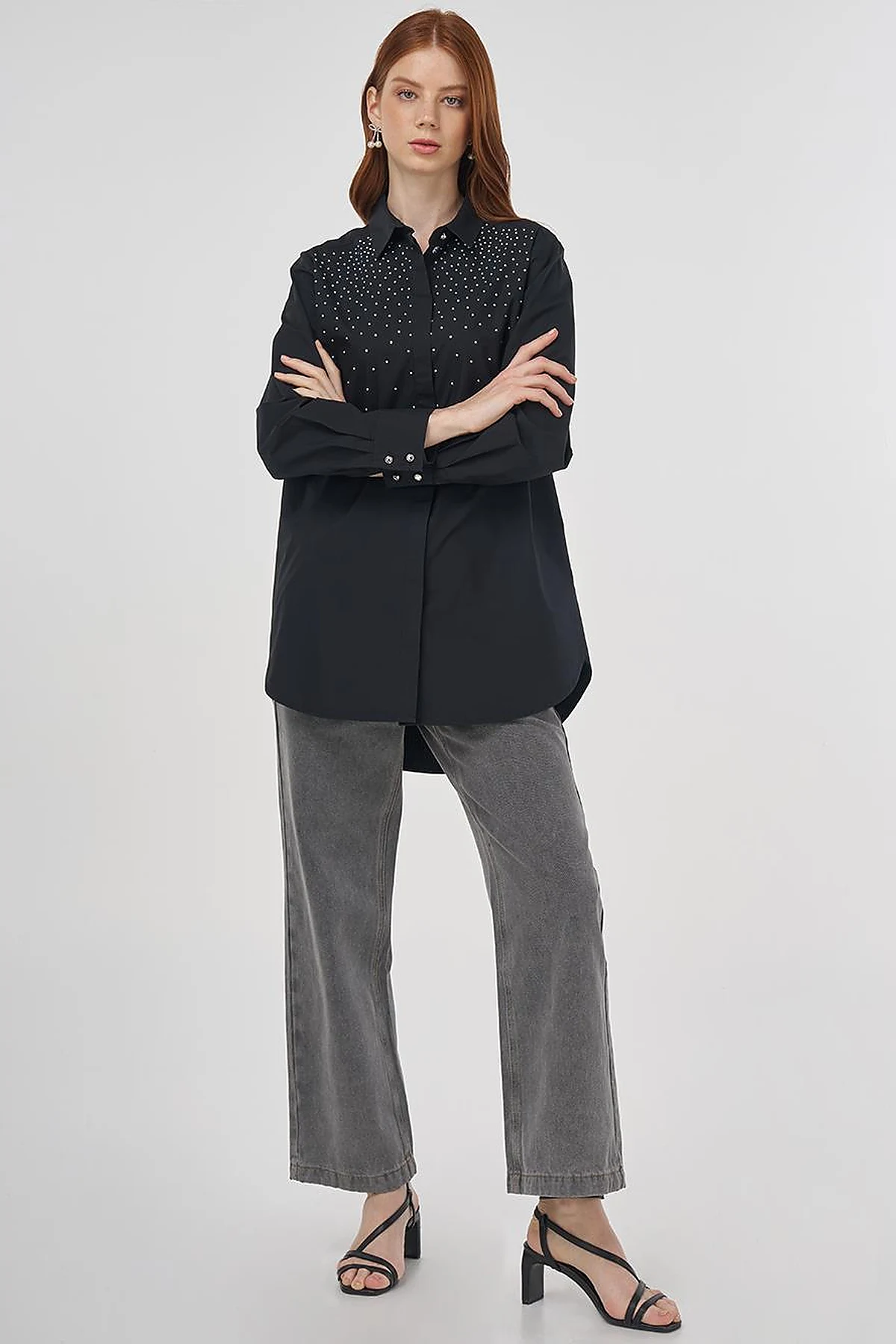 100% Cotton Tunic with Hotfix Print Black 