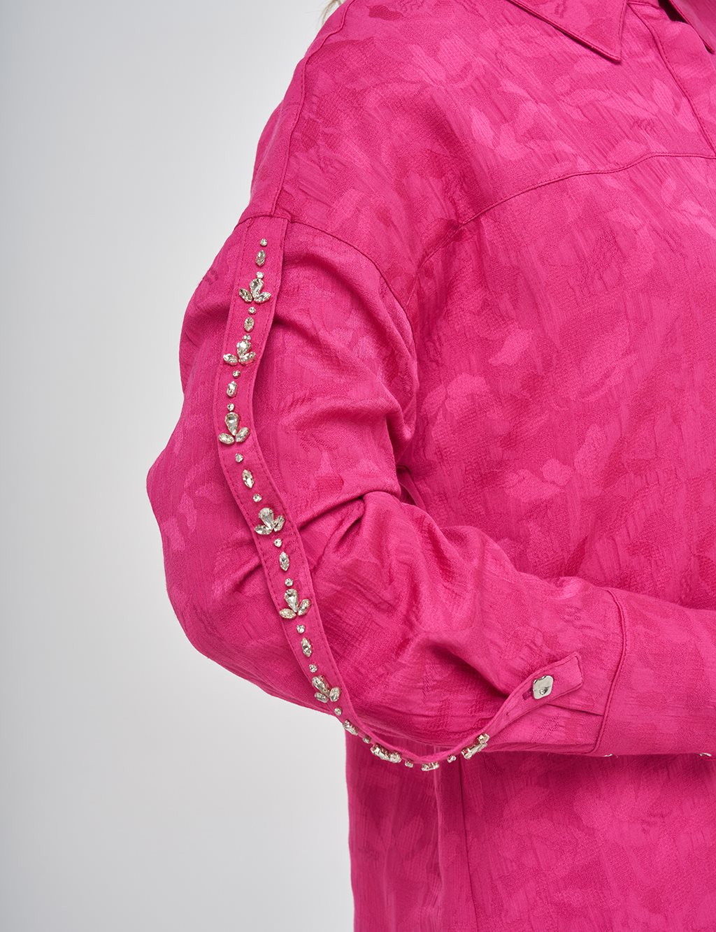 Embroidered Detail Viscose Tunic Fuchsia