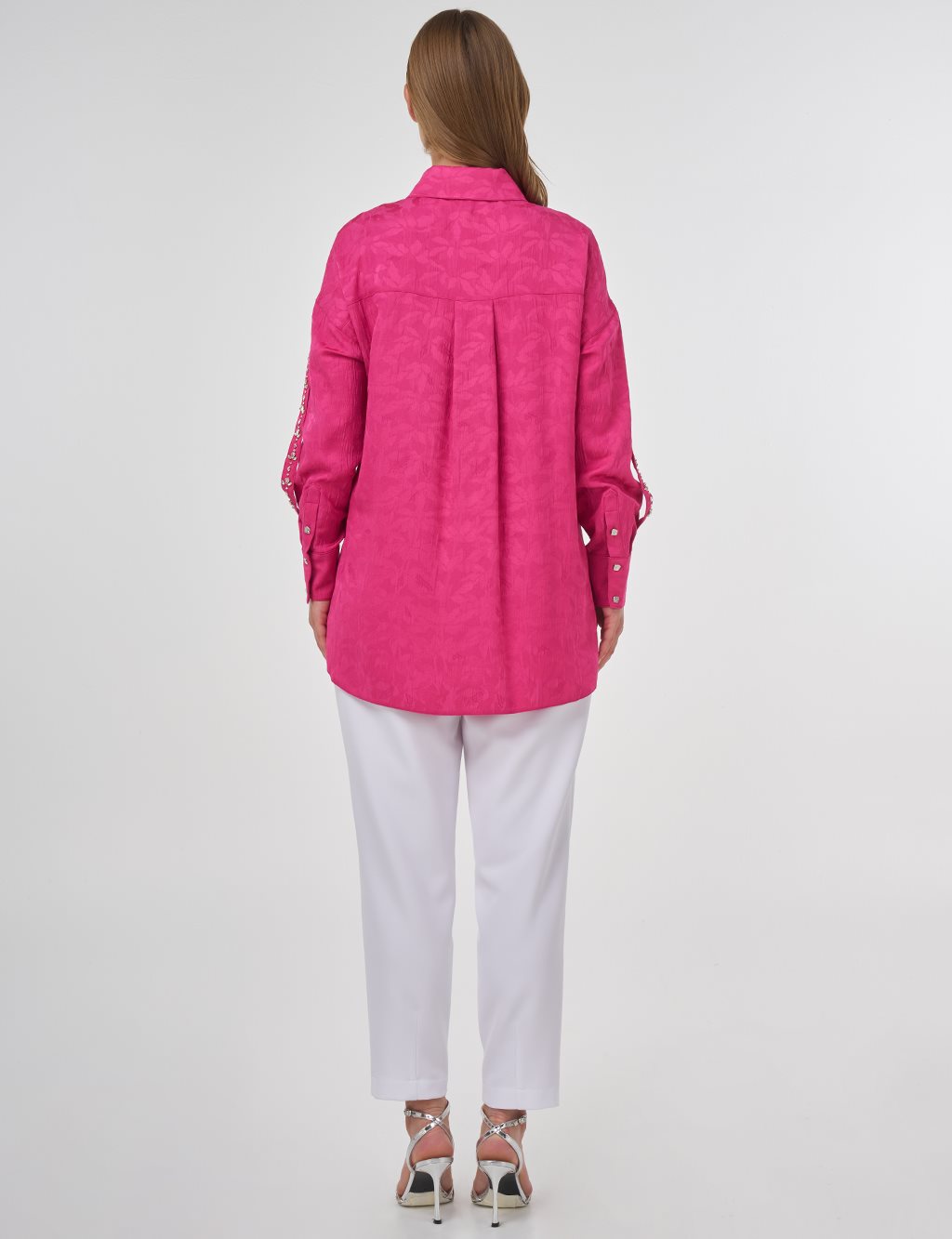 Embroidered Detail Viscose Tunic Fuchsia