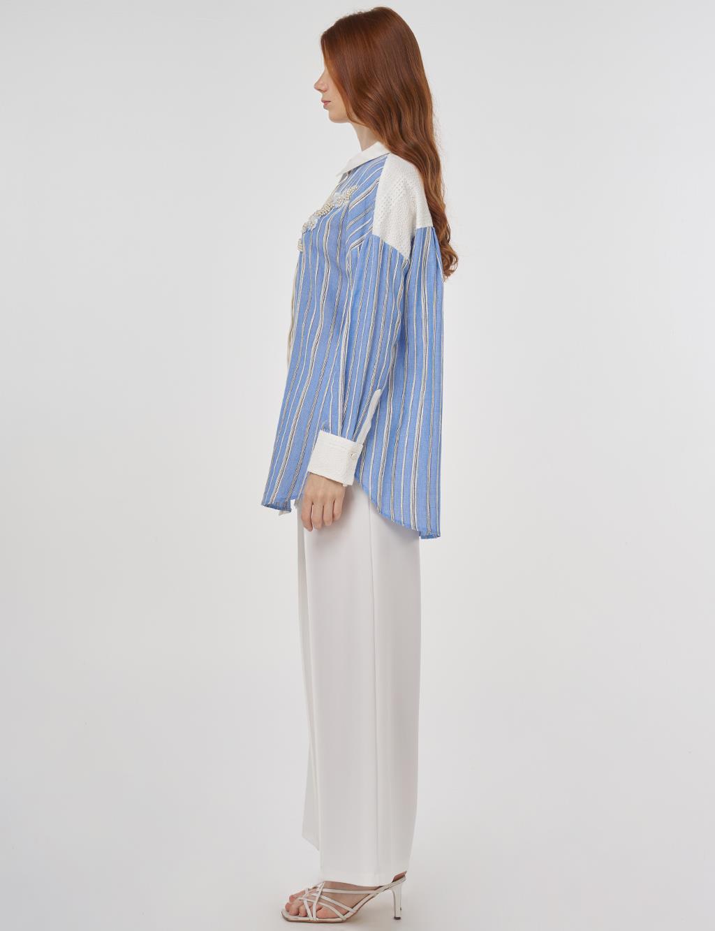 Lace-Trimmed Cotton Tunic Dusty Gray