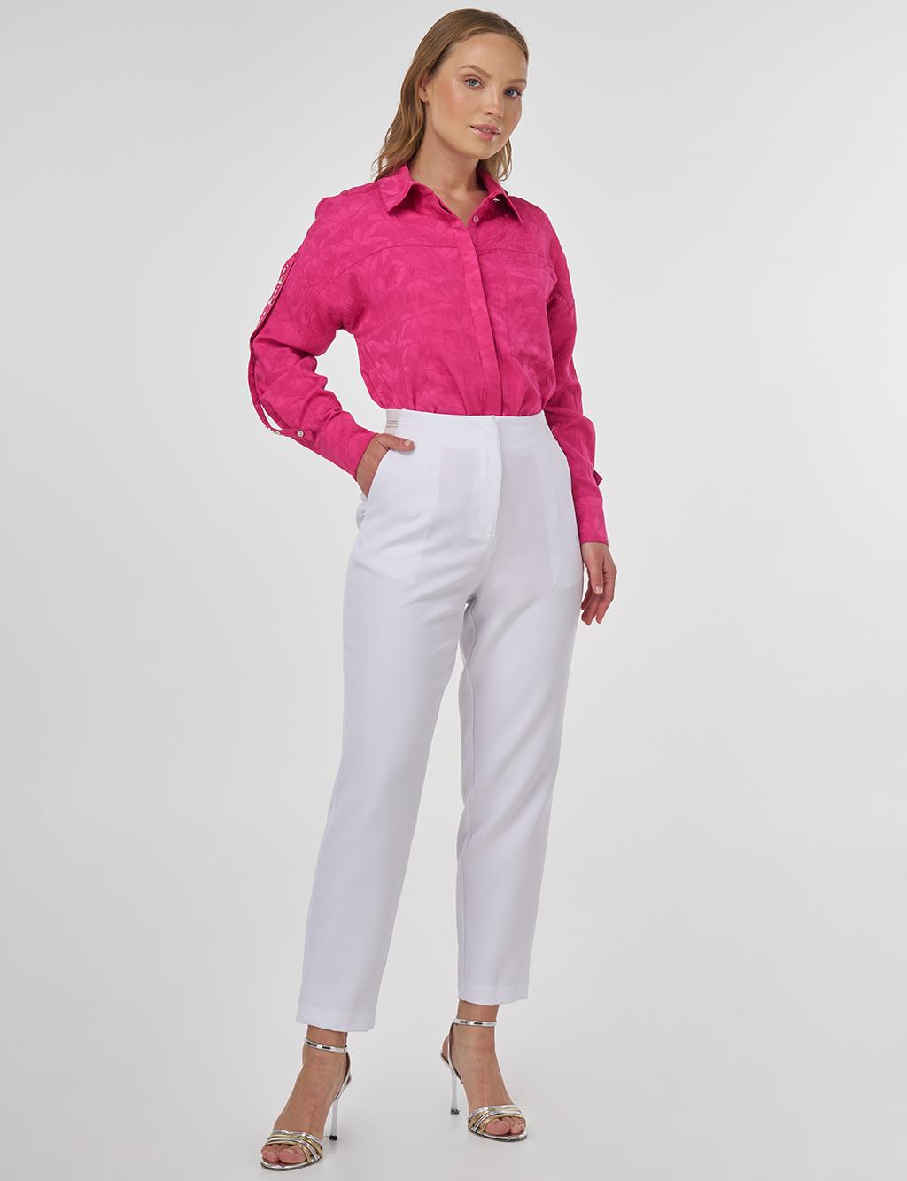 Elastic Waist Carrot Pants Optic White 