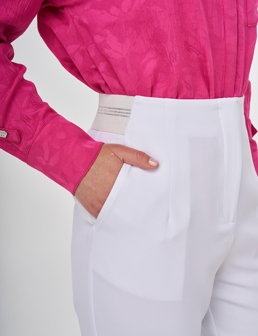 Elastic Waist Carrot Pants Optic White 