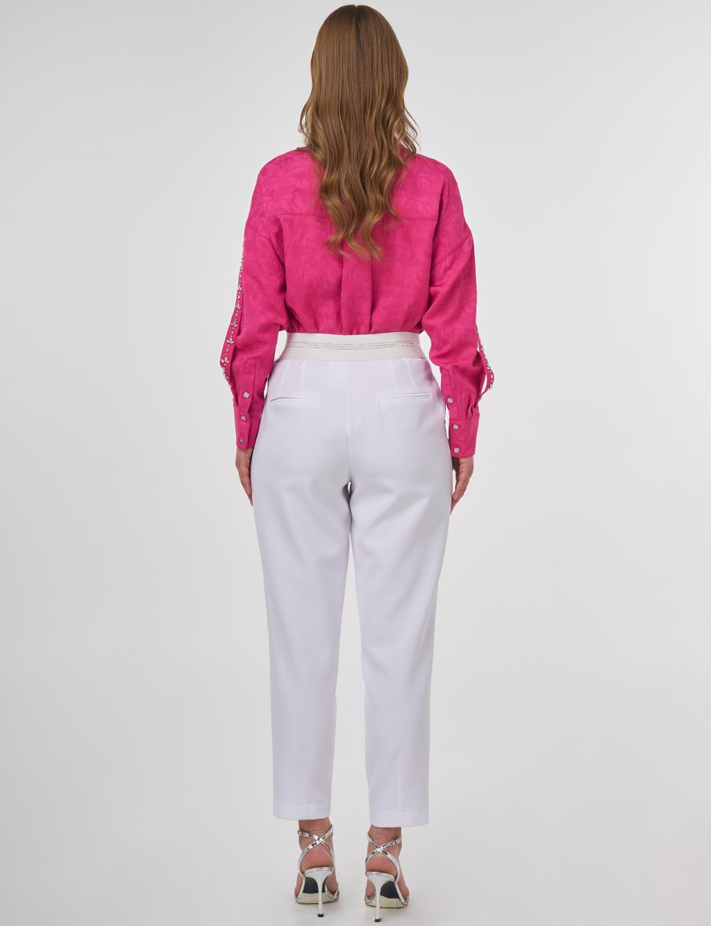 Elastic Waist Carrot Pants Optic White 
