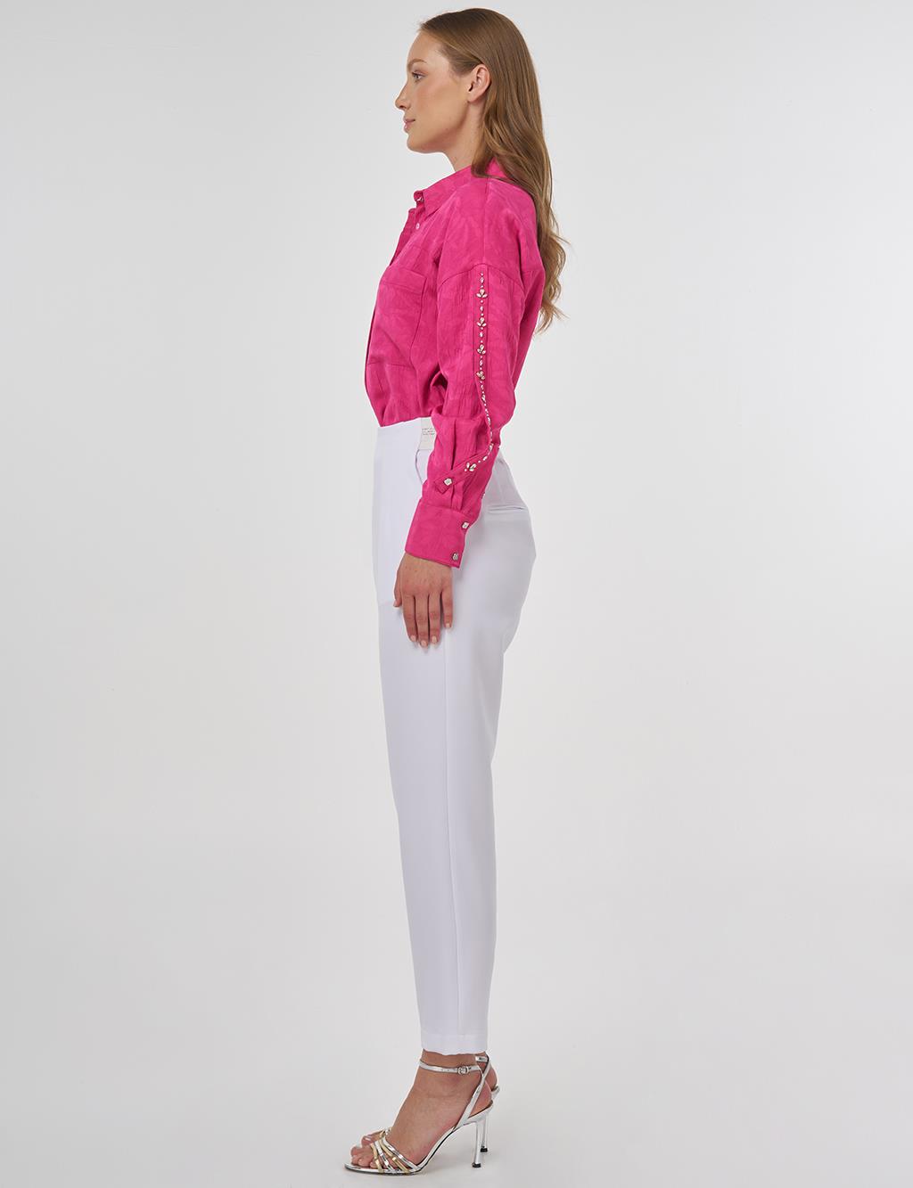 Elastic Waist Carrot Pants Optic White 