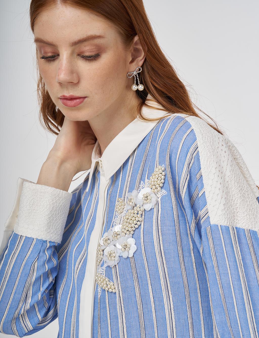 Lace-Trimmed Cotton Tunic Dusty Gray