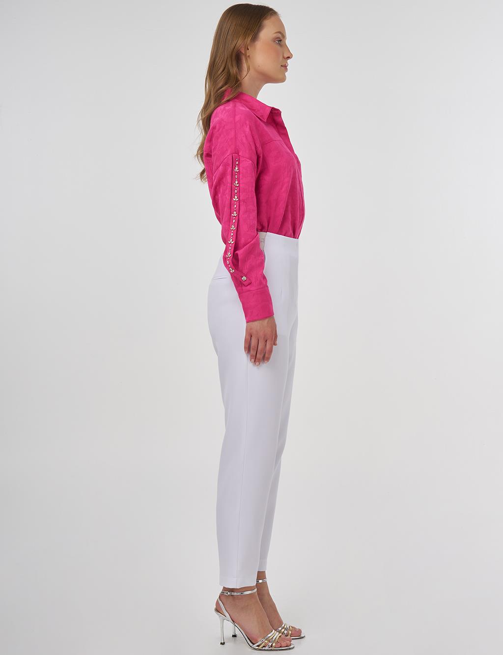 Elastic Waist Carrot Pants Optic White 