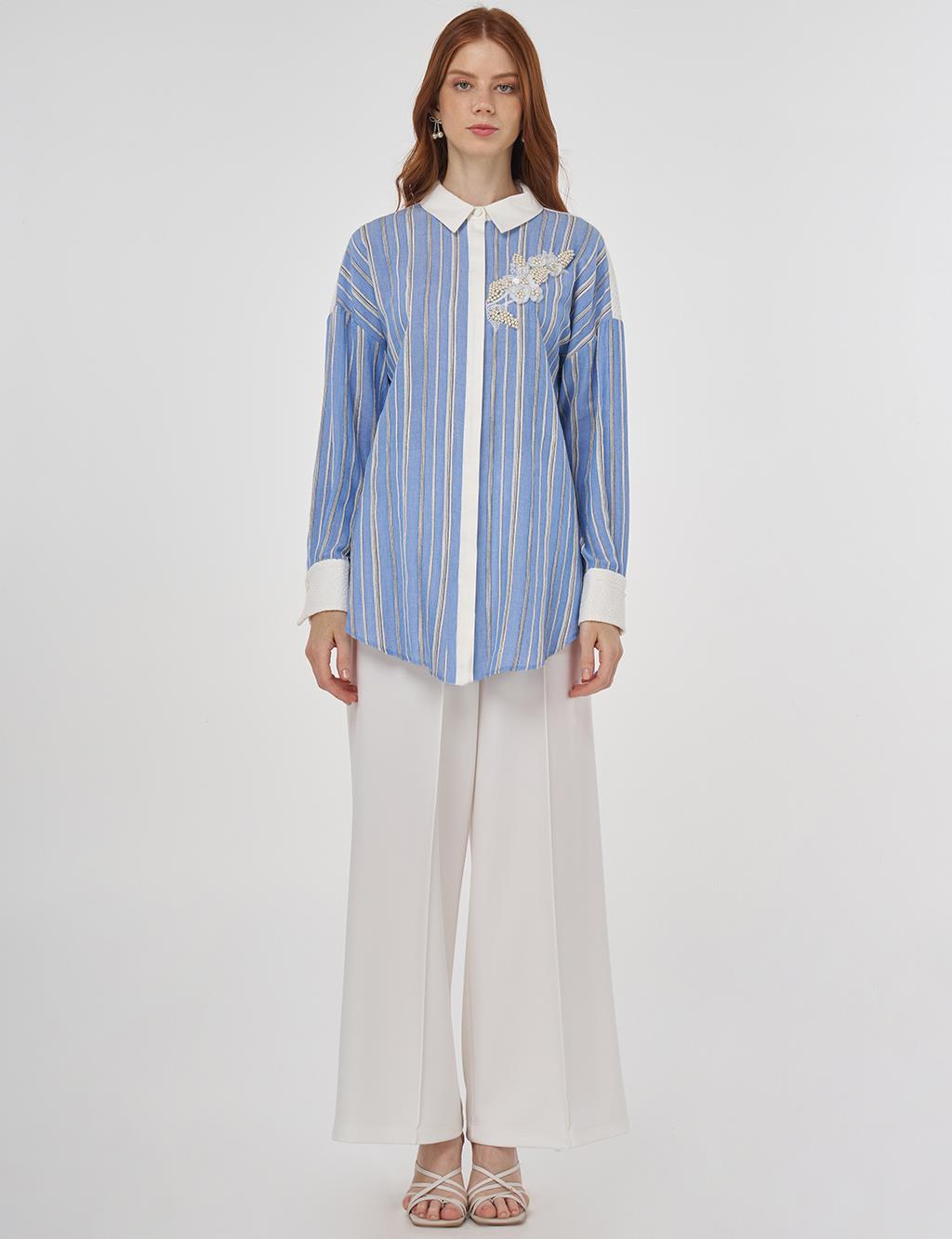 Lace-Trimmed Cotton Tunic Dusty Gray