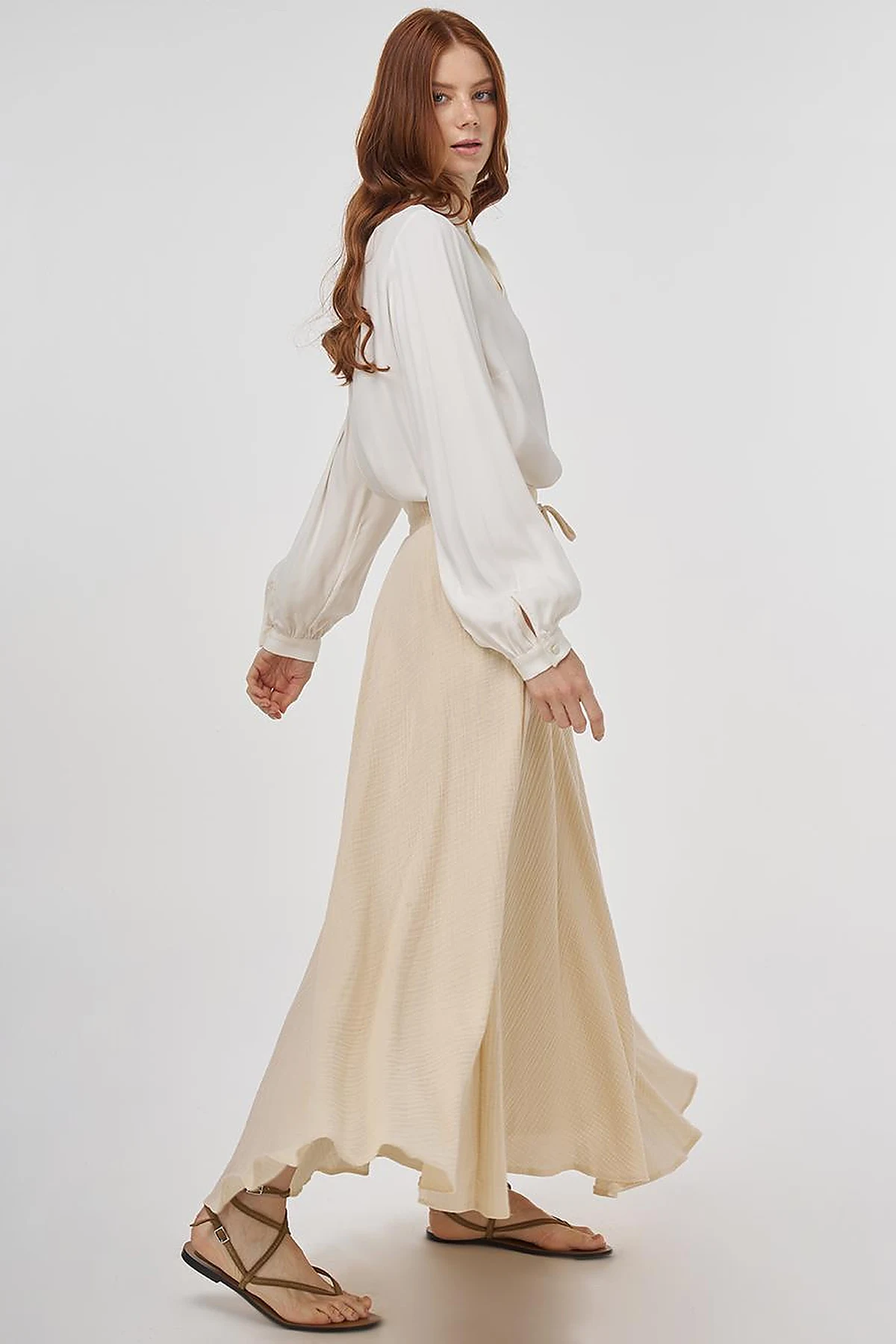 Drawstring Muslin Skirt in Cream