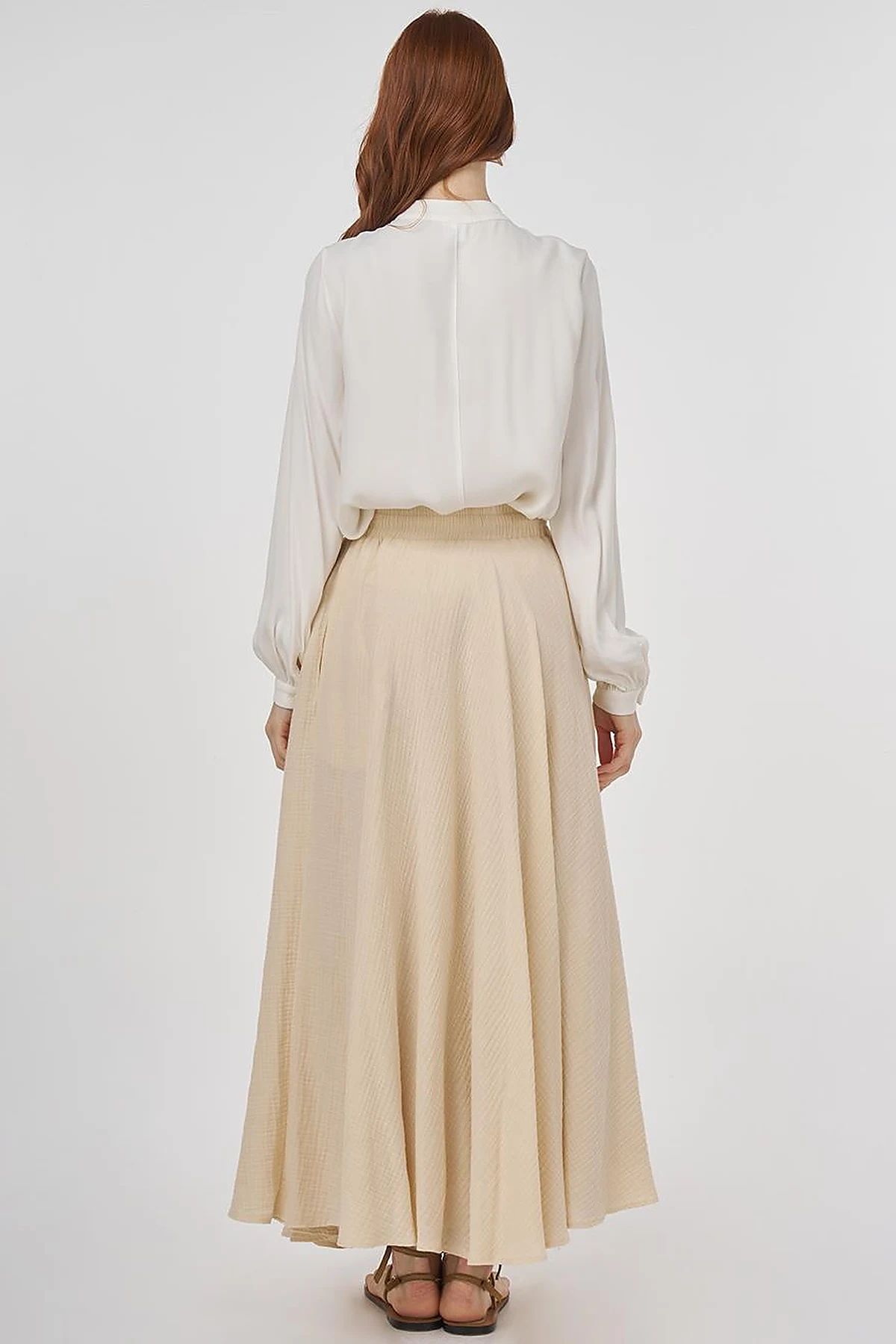 Drawstring Muslin Skirt in Cream
