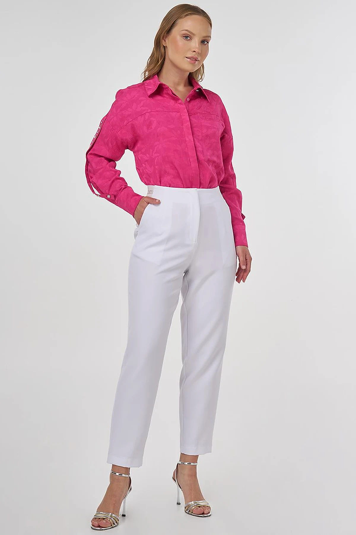 Elastic Waist Carrot Pants Optic White 