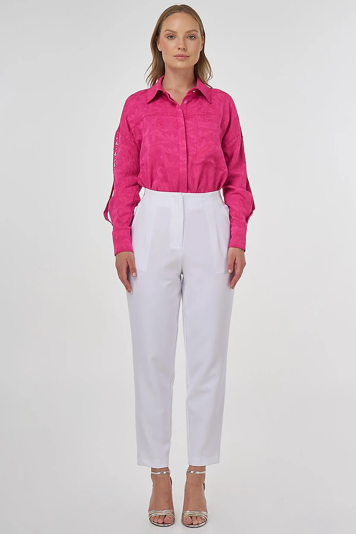 Elastic Waist Carrot Pants Optic White 