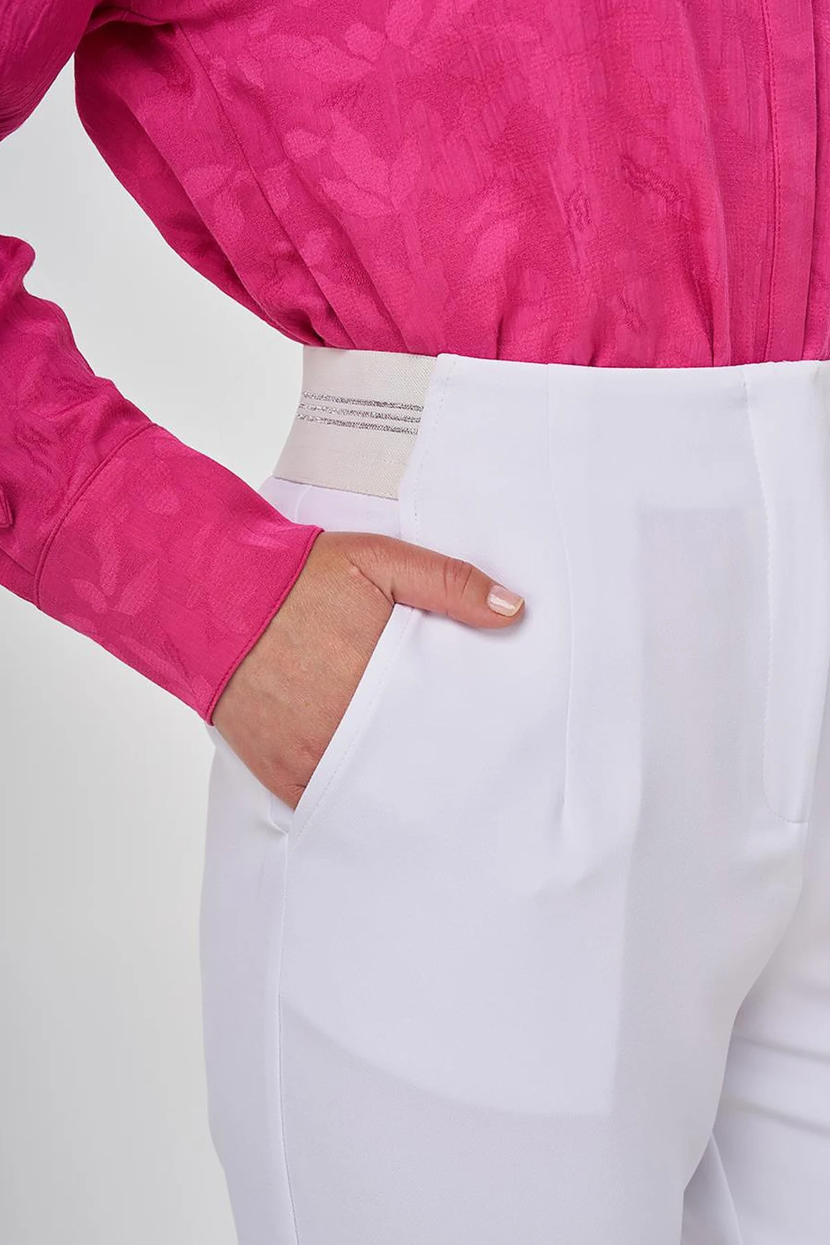 Elastic Waist Carrot Pants Optic White 