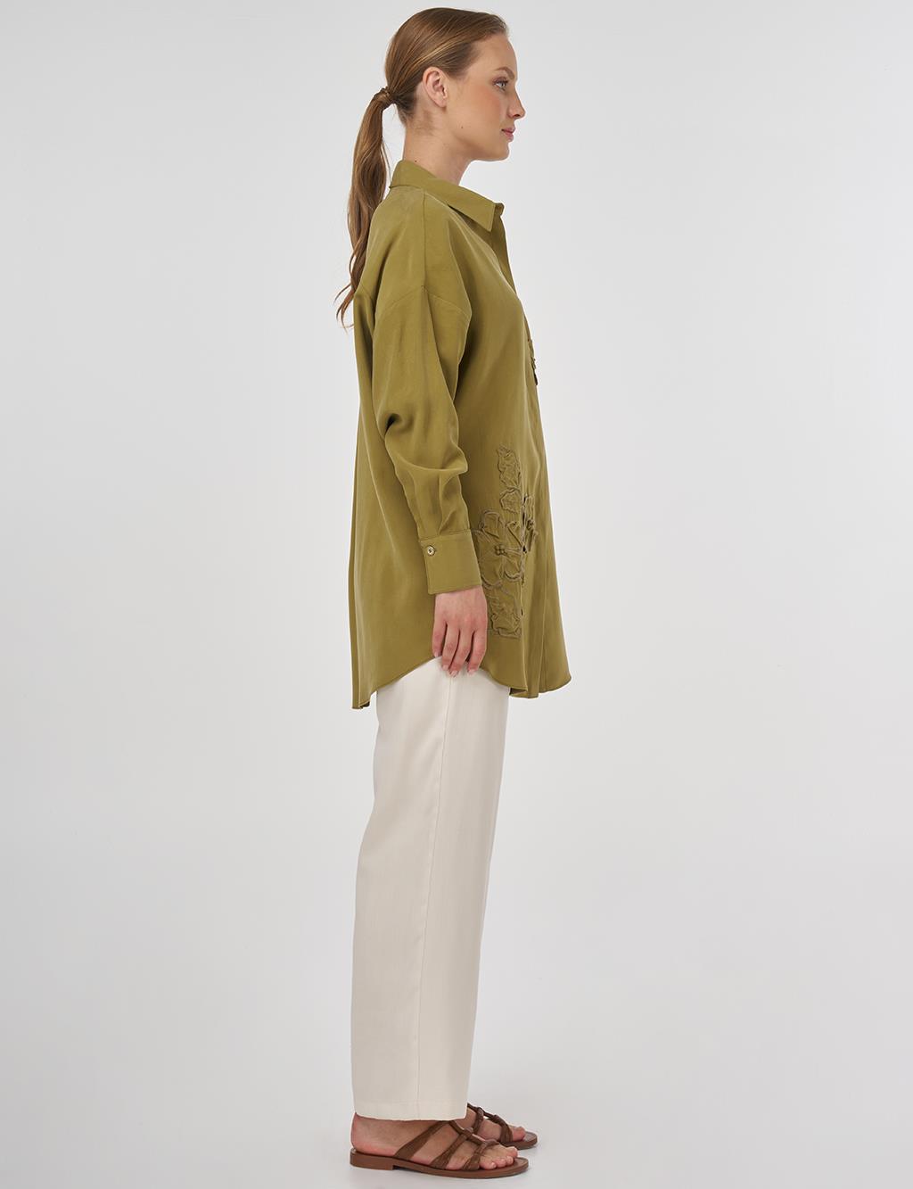 Embroidered Appliqué Modal Tunic Khaki