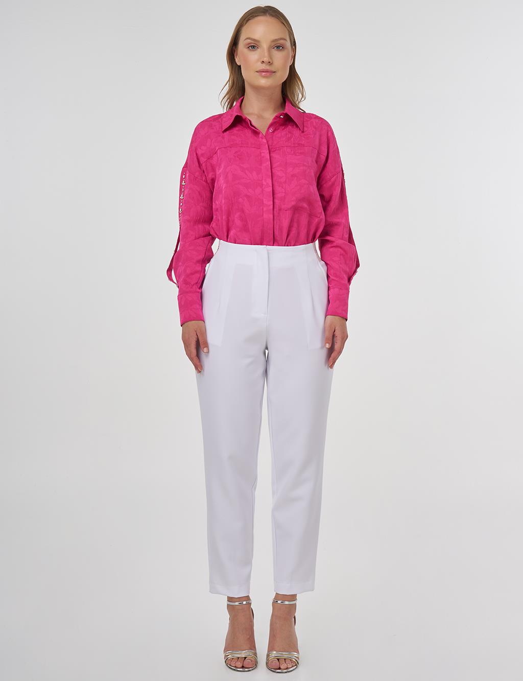 Elastic Waist Carrot Pants Optic White 