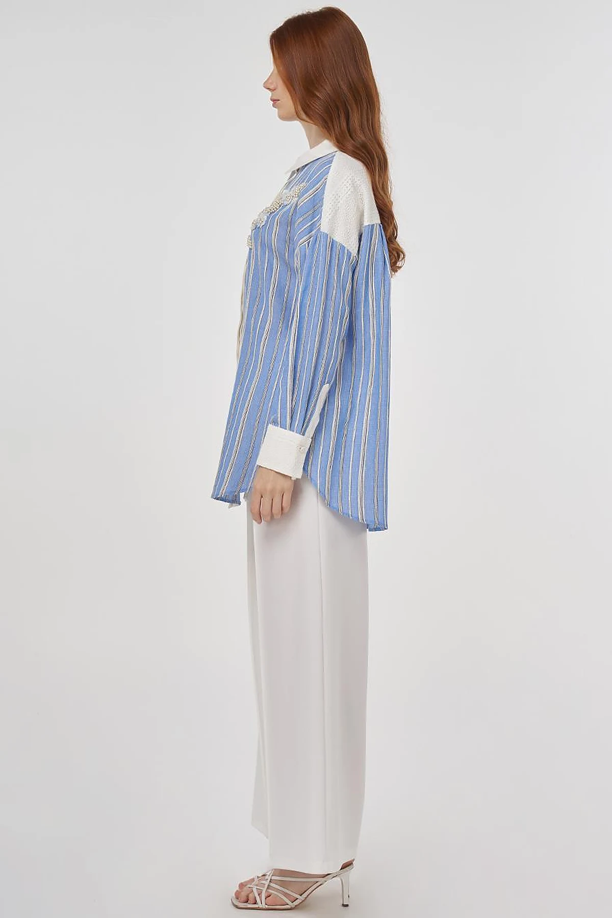 Lace-Trimmed Cotton Tunic Dusty Gray