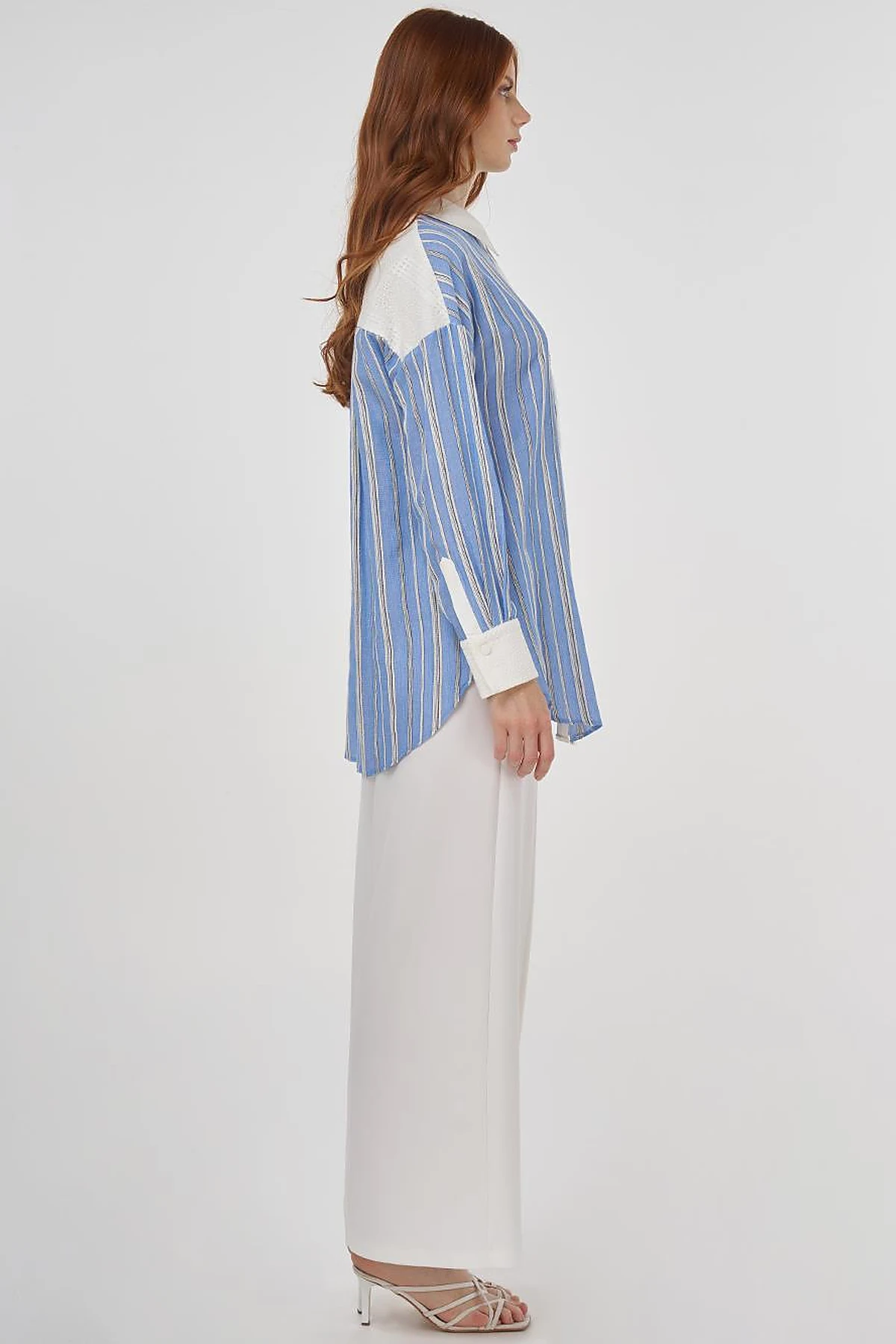 Lace-Trimmed Cotton Tunic Dusty Gray