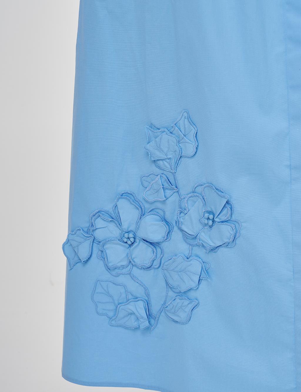 Floral Appliqué Cotton Dress – Dusty Smoke