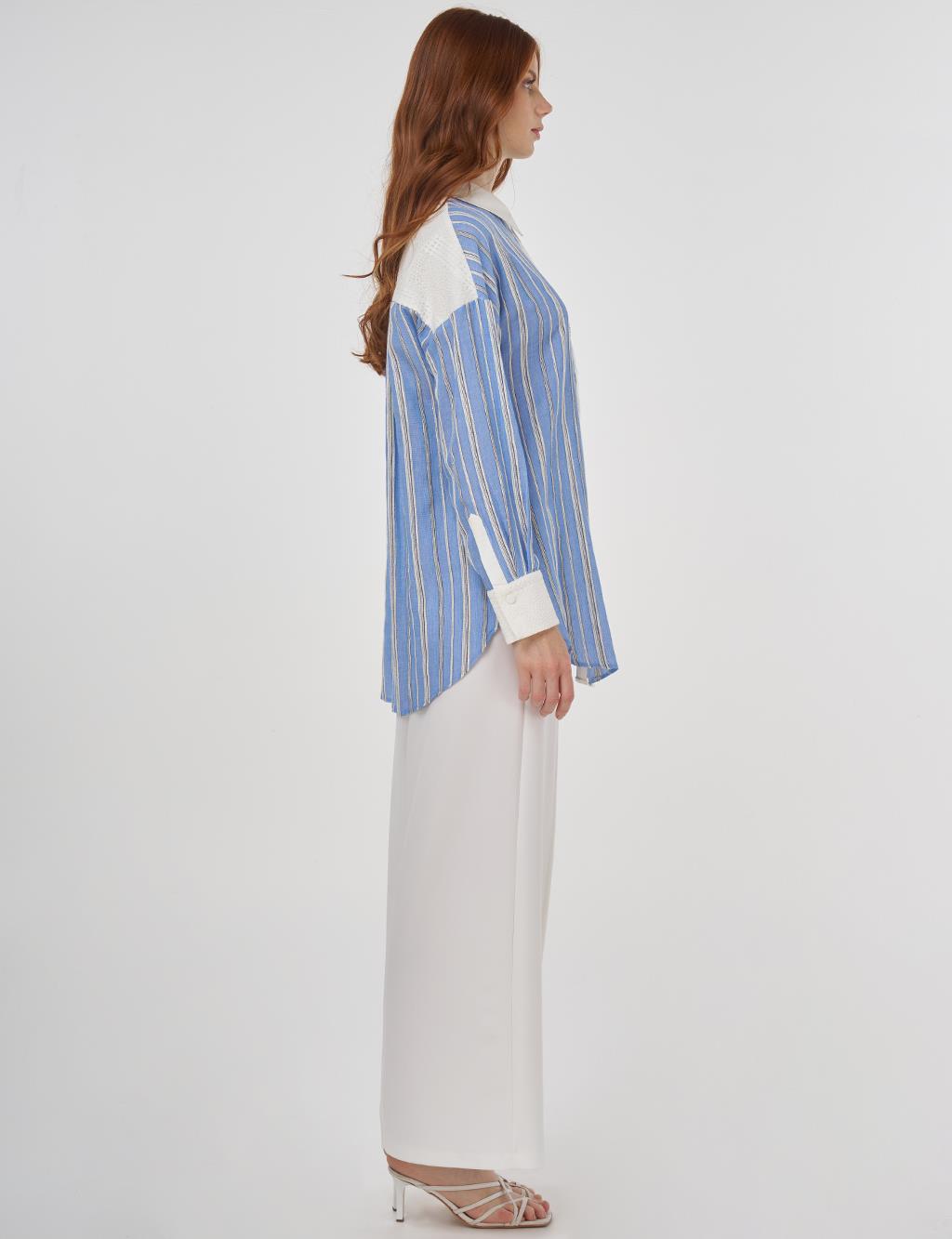 Lace-Trimmed Cotton Tunic Dusty Gray
