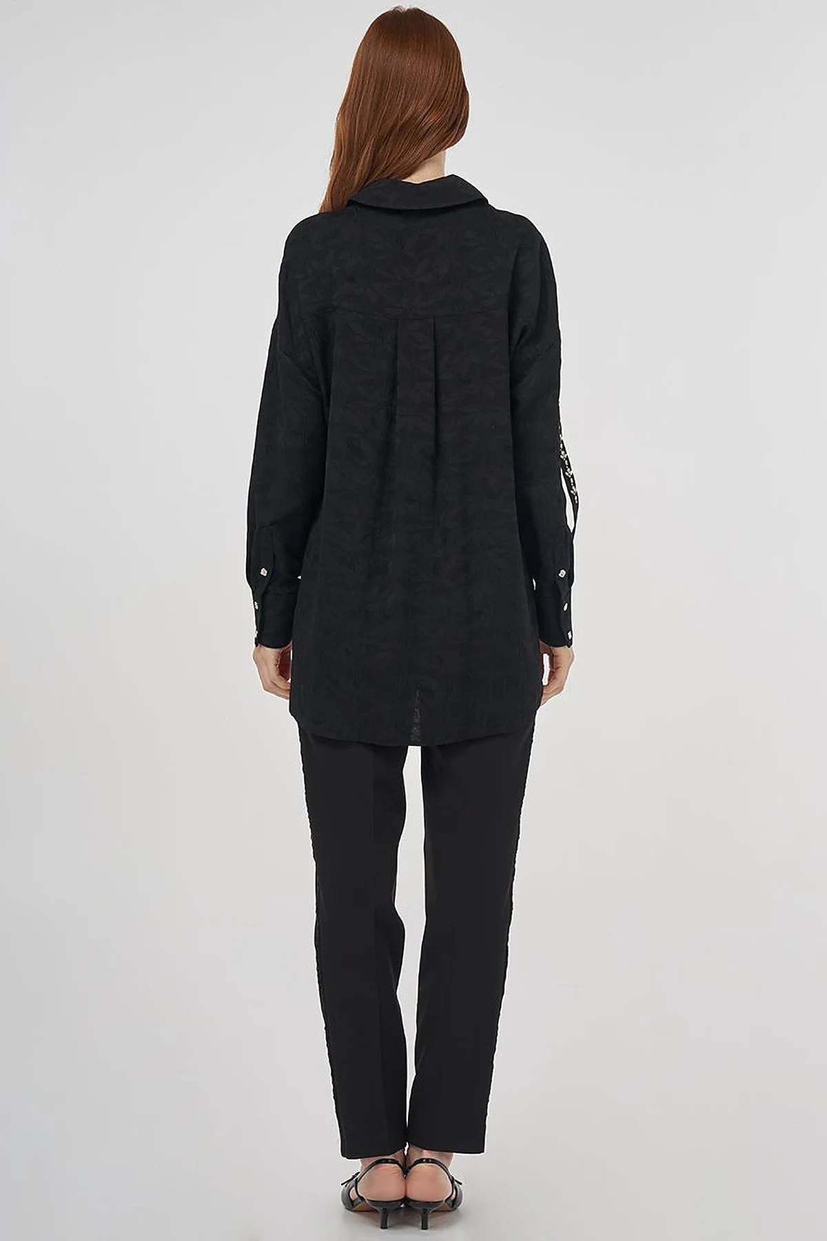 Embroidered Detail Viscose Tunic Black 
