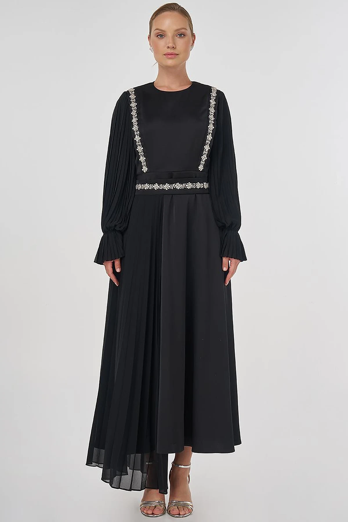Chiffon Panel Elegant Dress Black