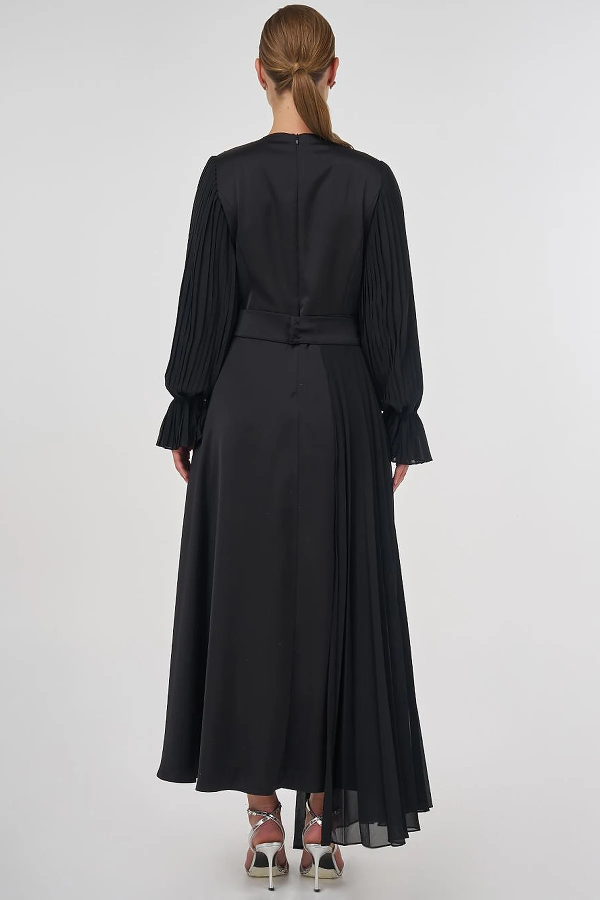 Chiffon Panel Elegant Dress Black