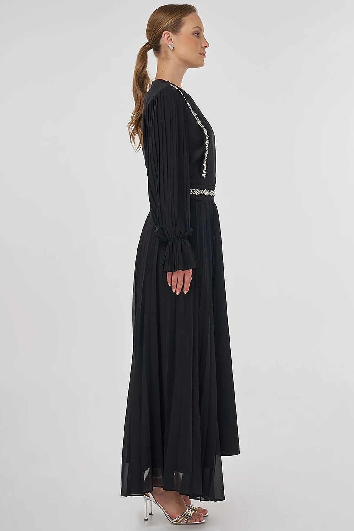 Chiffon Panel Elegant Dress Black