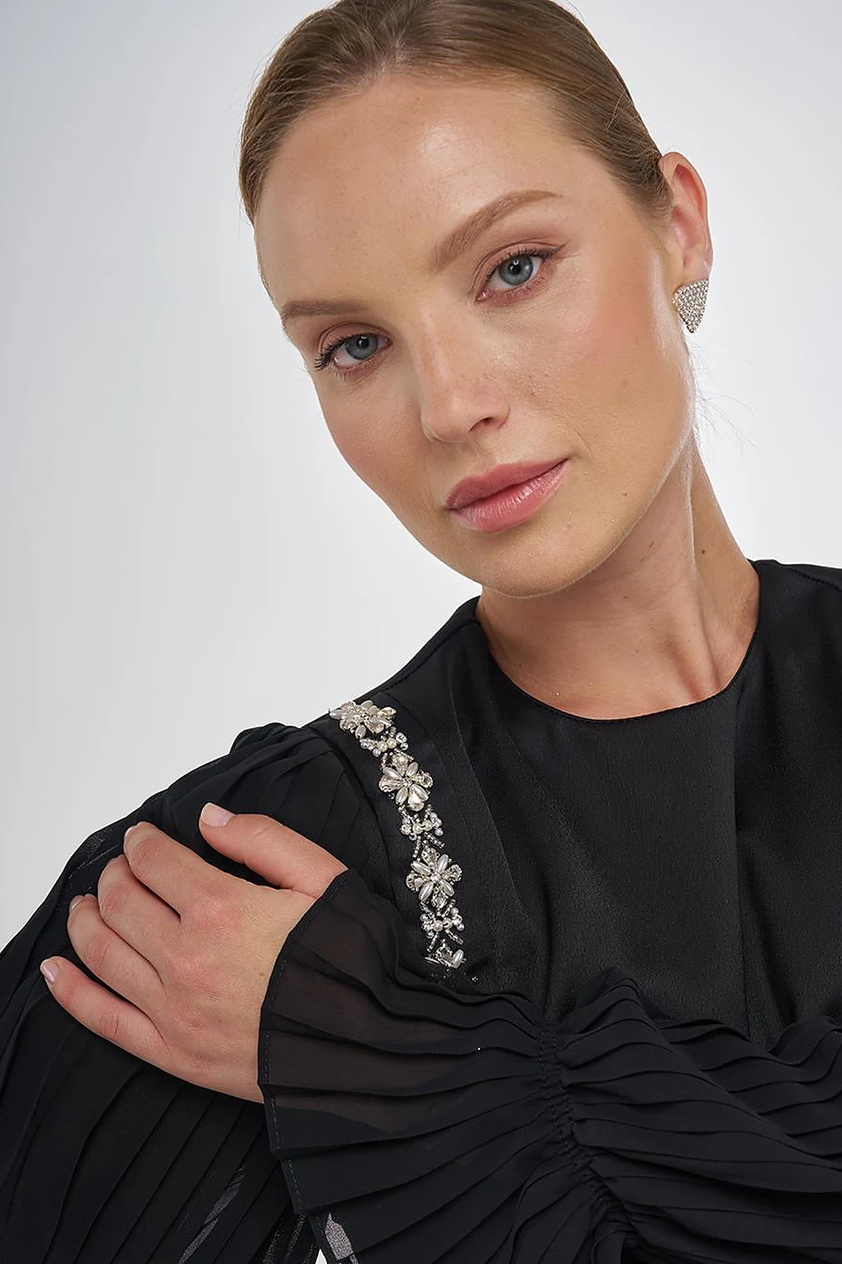 Chiffon Panel Elegant Dress Black