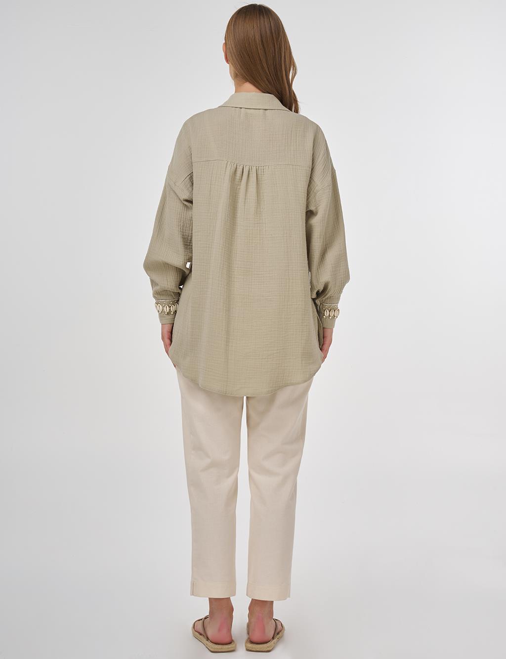 Drawstring Muslin Tunic Dusty Green
