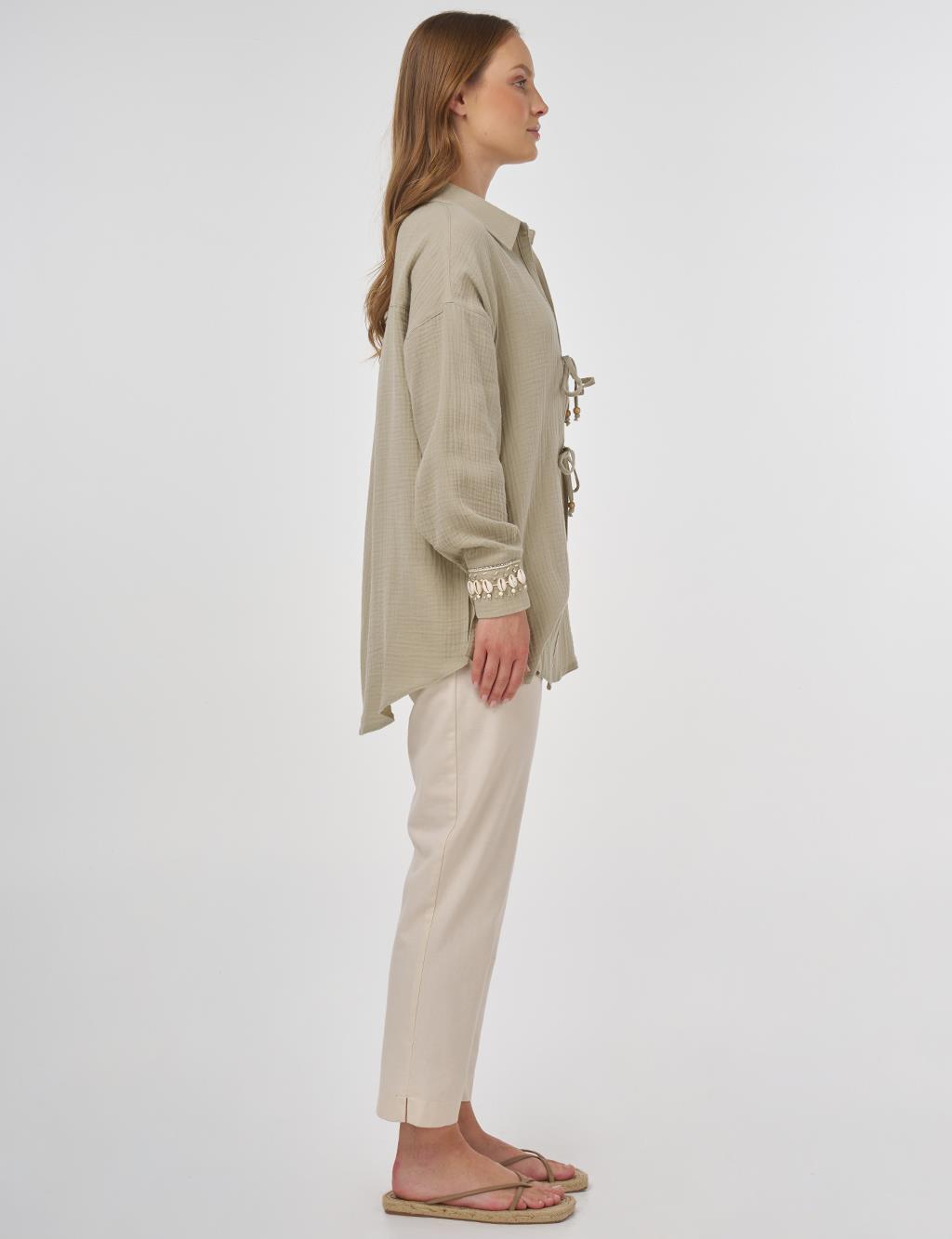 Drawstring Muslin Tunic Dusty Green