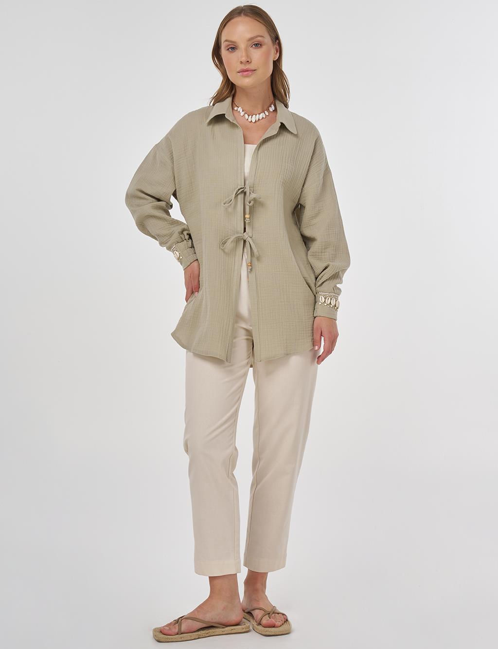 Drawstring Muslin Tunic Dusty Green