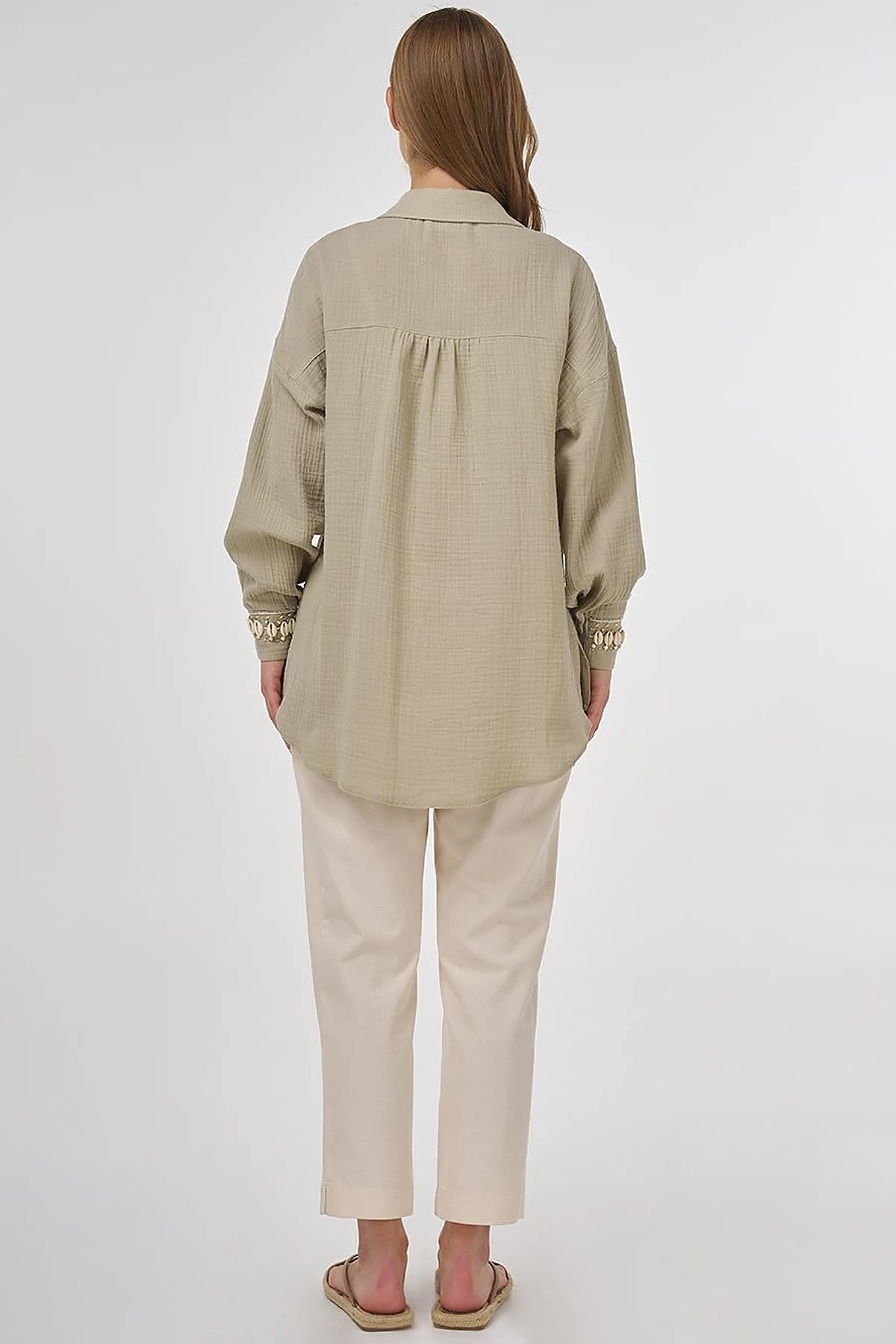 Drawstring Muslin Tunic Dusty Green