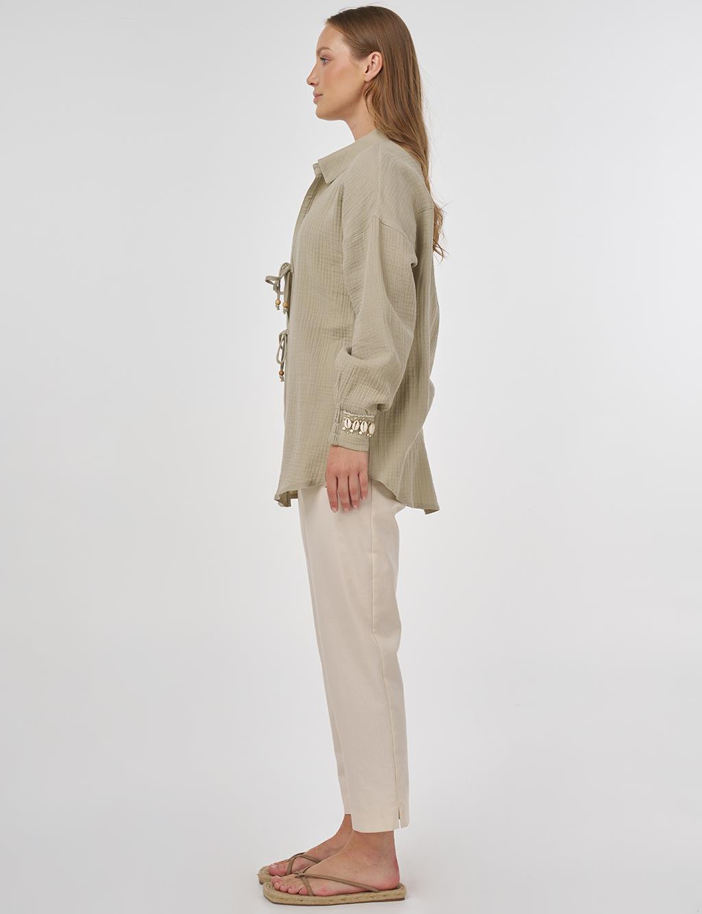 Drawstring Muslin Tunic Dusty Green