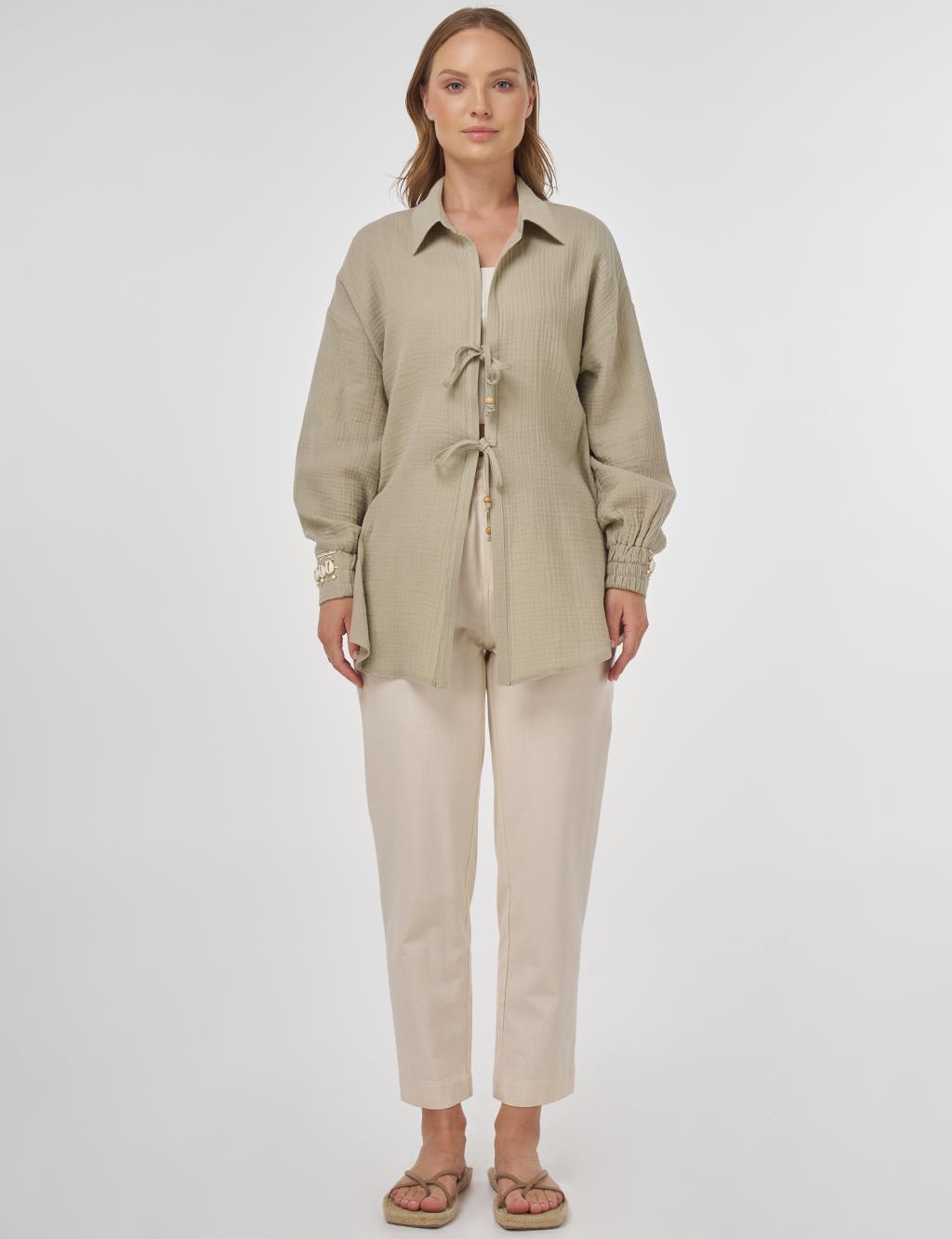 Drawstring Muslin Tunic Dusty Green