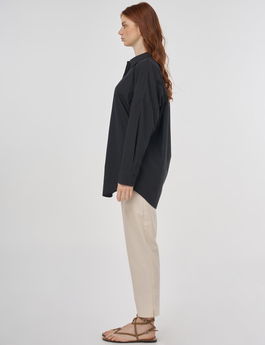 Relaxed Fit Cotton Tunic Black