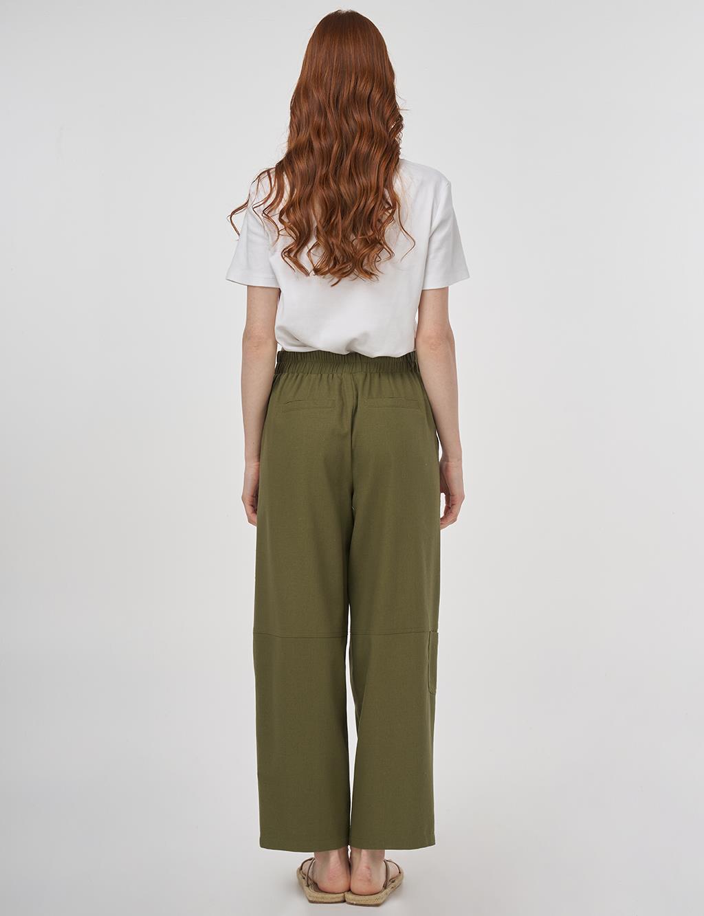Relaxed Fit Viscose Pants Khaki