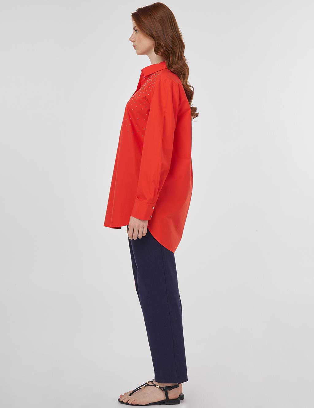 Hotfix Printed Cotton Tunic Poppy Red