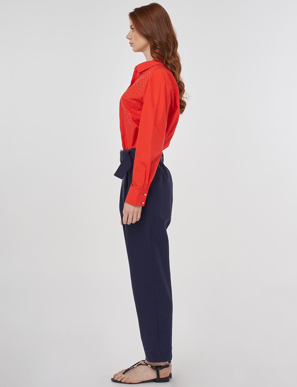 Viscose Tapered Pants Dark Navy 