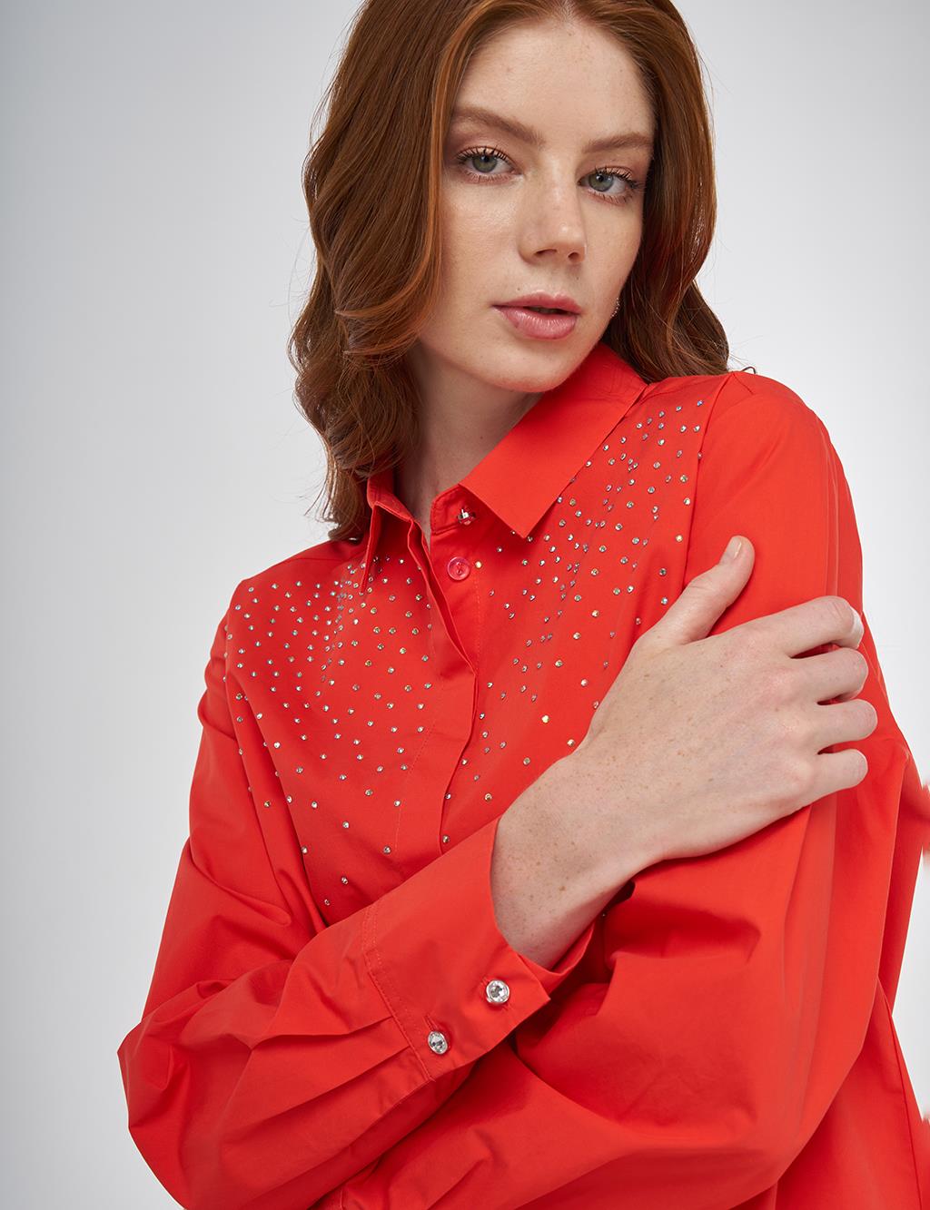 Hotfix Printed Cotton Tunic Poppy Red