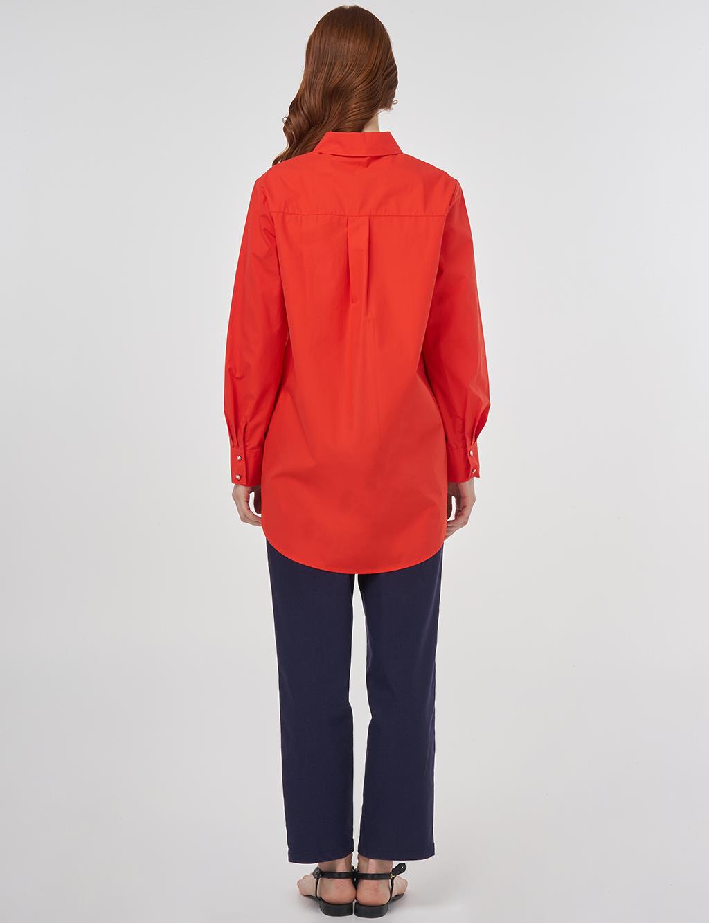 Hotfix Printed Cotton Tunic Poppy Red