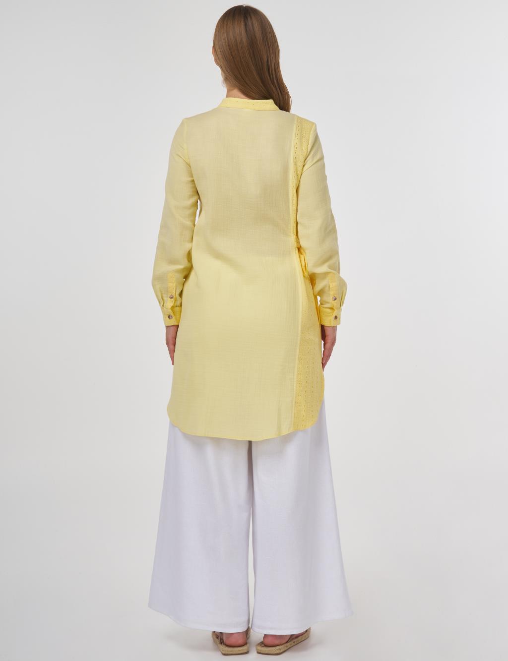 Broderie-Trimmed Muslin Tunic Yellow 