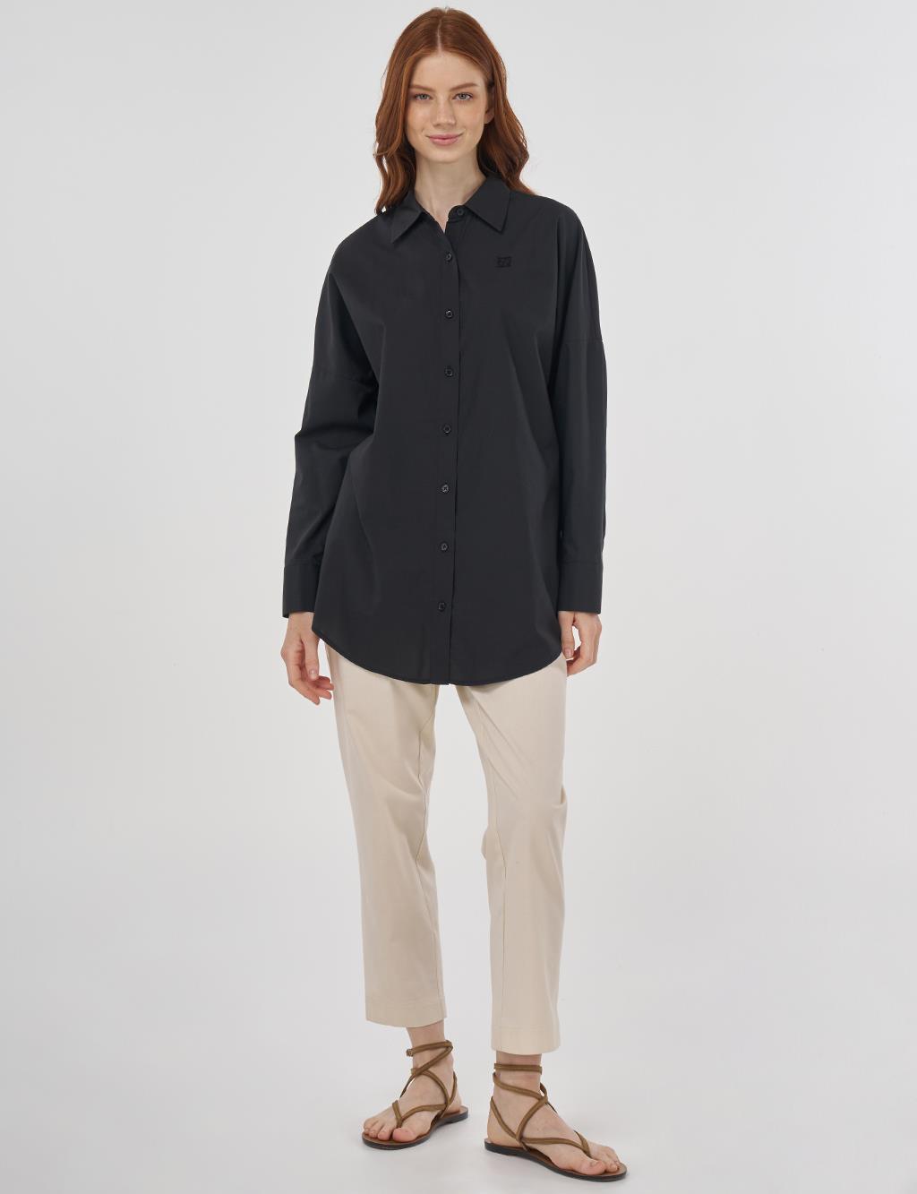 Relaxed Fit Cotton Tunic Black