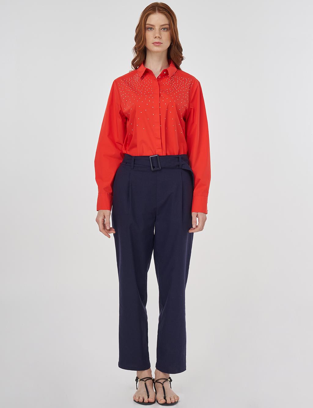 Viscose Tapered Pants Dark Navy 
