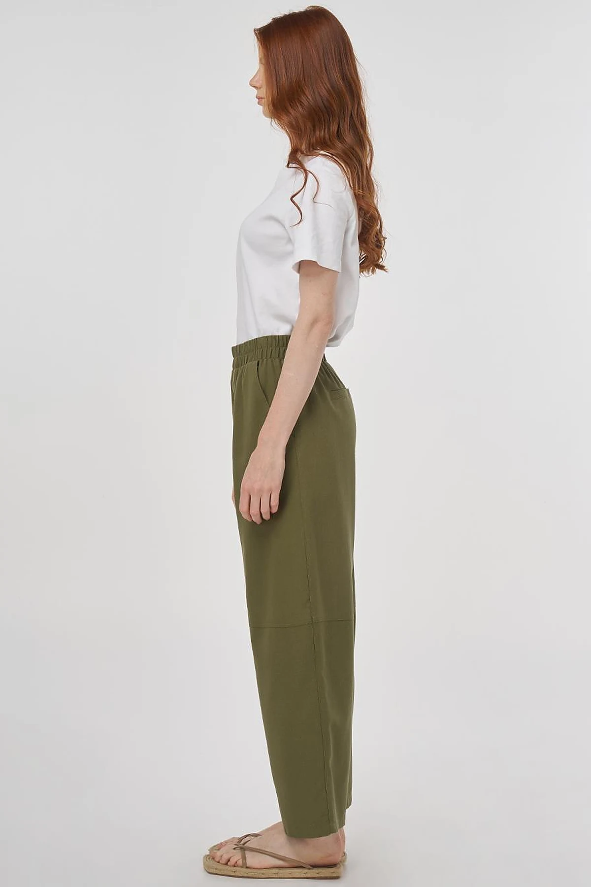 Relaxed Fit Viscose Pants Khaki