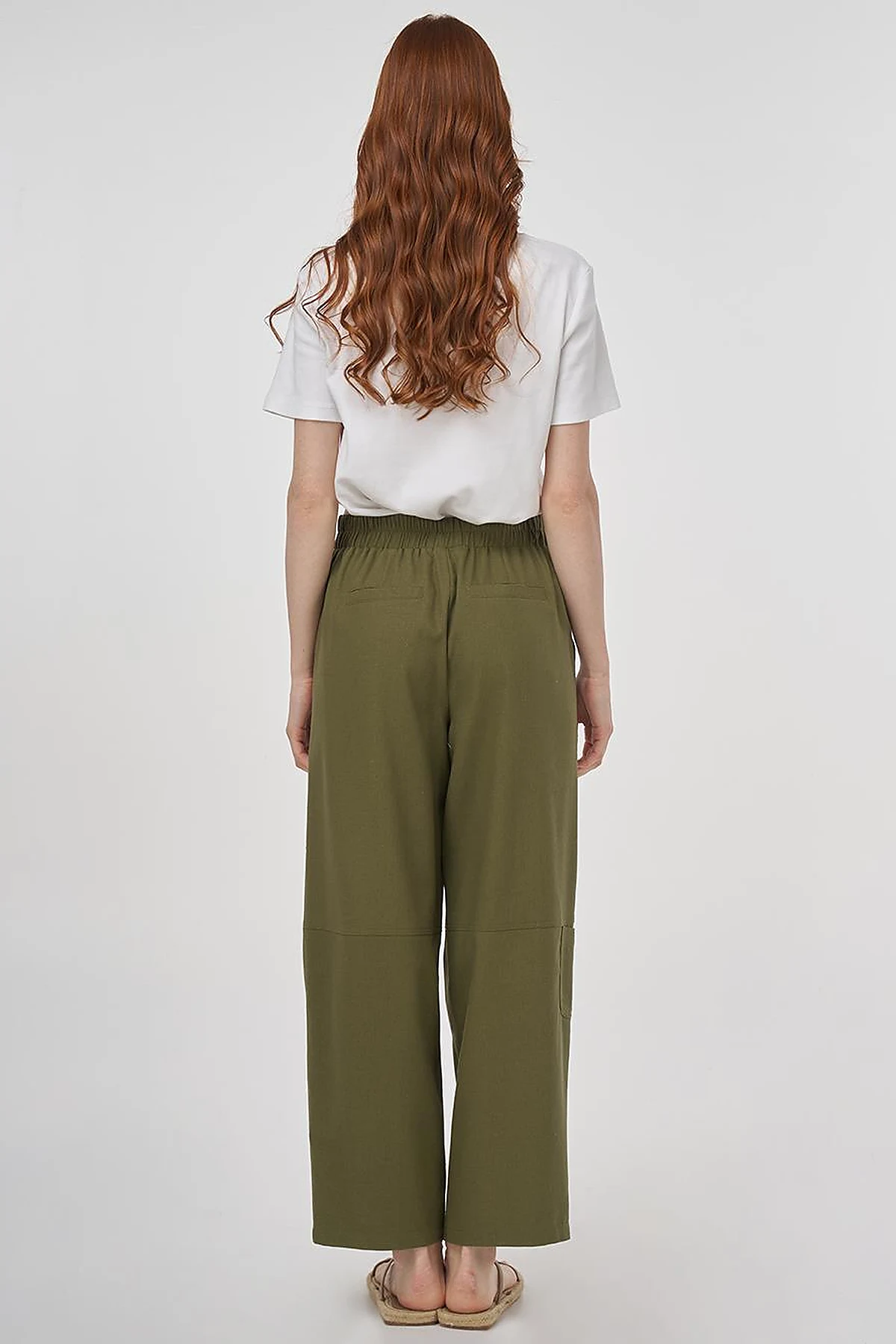 Relaxed Fit Viscose Pants Khaki
