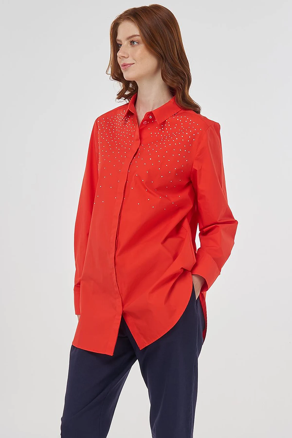 100% Cotton Tunic with Hotfix Print Poppy Red