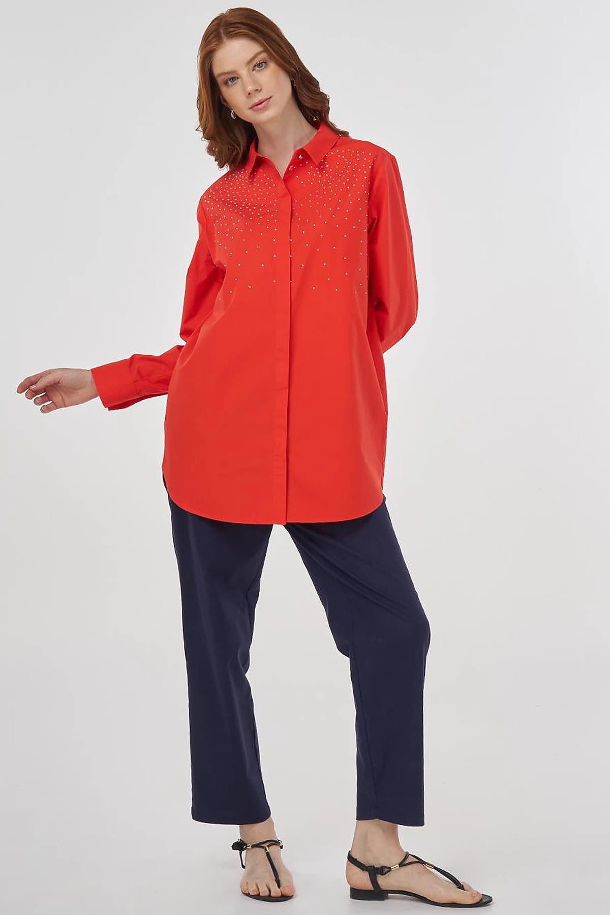 100% Cotton Tunic with Hotfix Print Poppy Red